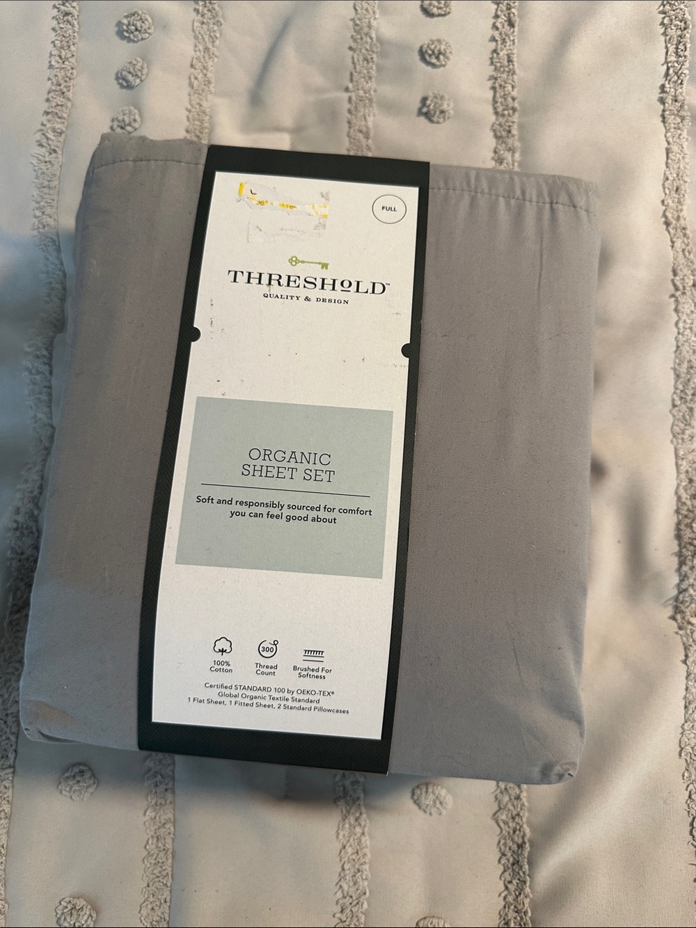 Threshold Organic Sheet Set - Light Gray Full Size